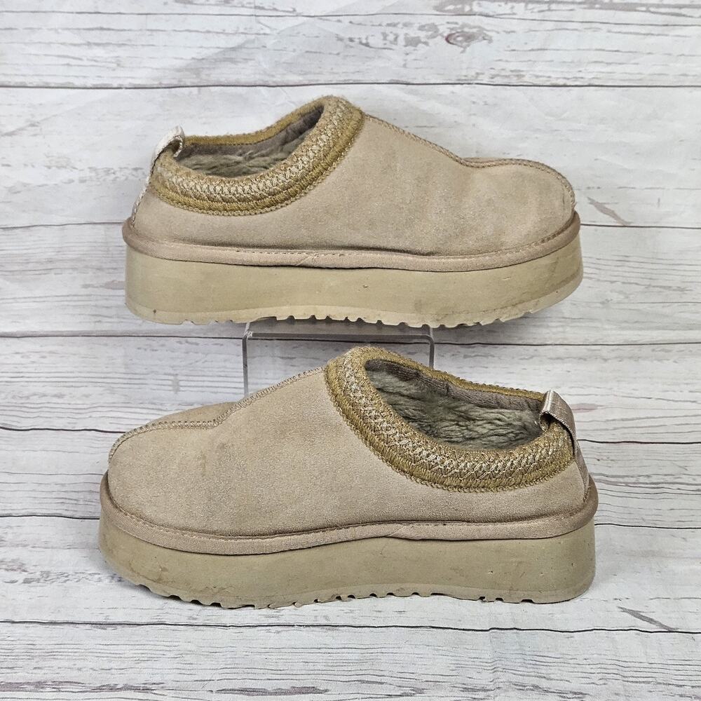 Ugg Tasman Platform F19010D Tan Beige Suede Slip On Slipper Shoe Women's Sz 6 - Picture 2 of 8